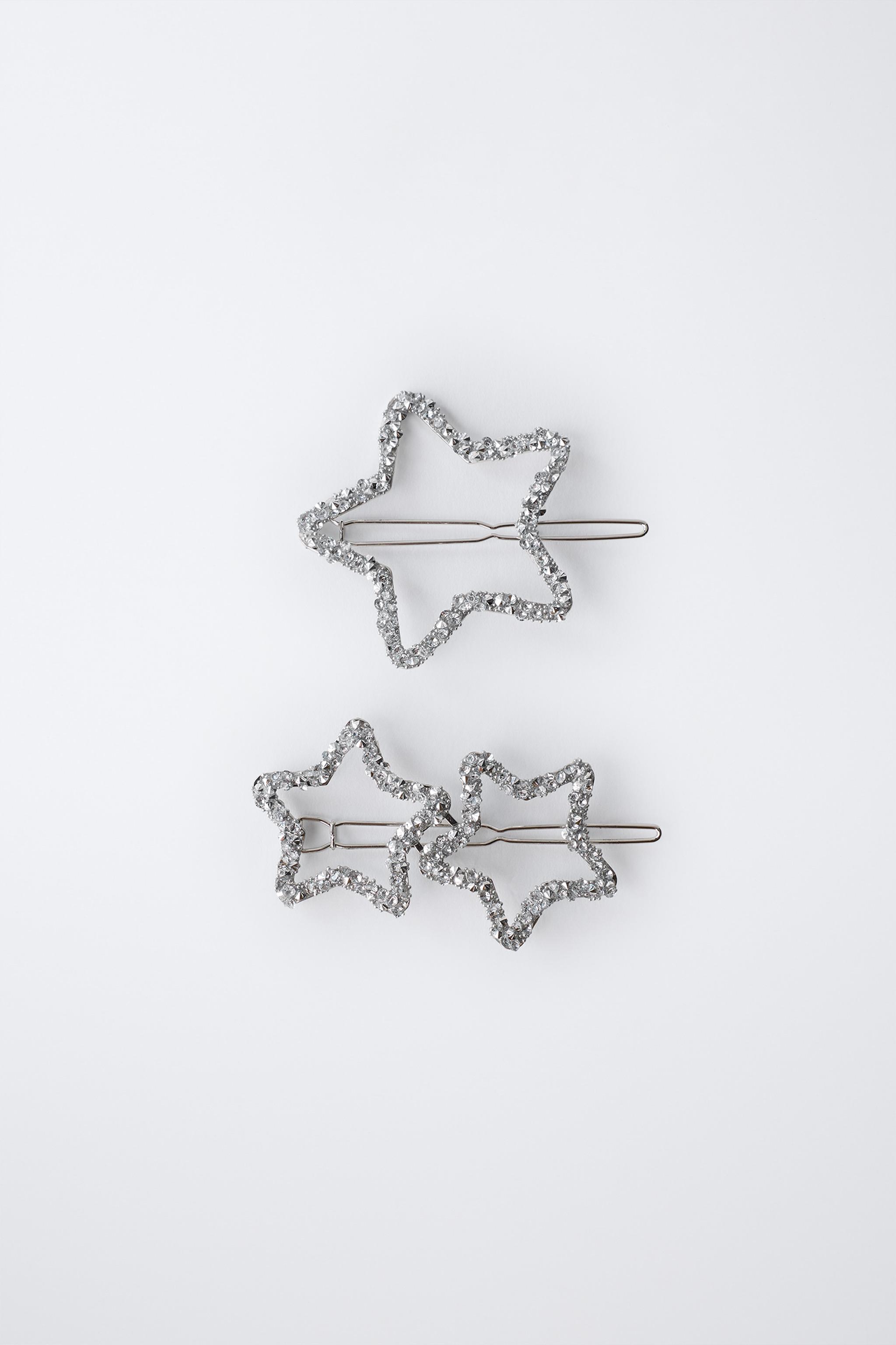PACK OF THREE SPARKLY STAR HAIR CLIPS